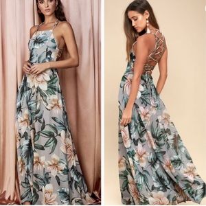 Lulus tropical print wedding guest/honeymoon maxi dress